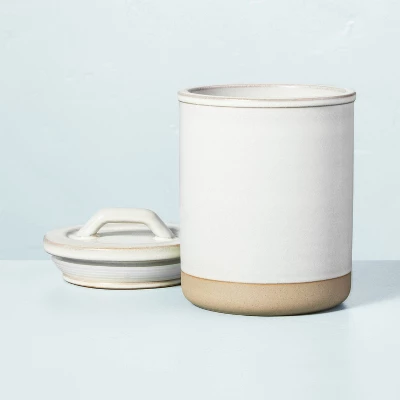 3pc Modern Rim Stoneware Canister Set Cream/Clay - Hearth & Hand™ With Magnolia 4 3pc Modern Rim Stoneware Canister Set Cream/Clay - Hearth & Hand™ With Magnolia - Image 2