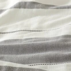 Herringbone Stripe Comforter & Sham Set Sour Cream/Railroad Gray