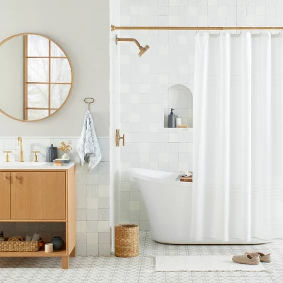 Boucle Stripe Shower Curtain Sour Cream - Hearth & Hand™ With Magnolia 4 Boucle Stripe Shower Curtain Sour Cream - Hearth & Hand™ With Magnolia - Image 2