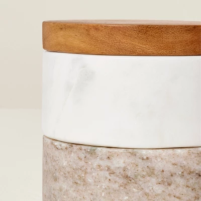 3pc Marble Stacking Salt & Pepper Cellar White/Warm Gray - Hearth & Hand™ With Magnolia 5 3pc Marble Stacking Salt & Pepper Cellar White/Warm Gray - Hearth & Hand™ With Magnolia - Image 3