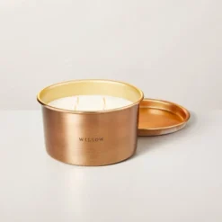 Lidded Metal Willow 4-Wick Jar Candle Brass Finish 20oz - Hearth & Hand™ With Magnolia -Hearth & Hand With Magnolia GUEST 1cdfe0d7 4252 4460 a0c6 baa048e35a6c
