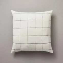 26"x26" Grid Lines Matelassé Euro Bed Pillow - Hearth & Hand™ With Magnolia -Hearth & Hand With Magnolia GUEST 1cfc430c 3527 48f7 9177 6aa536143abe