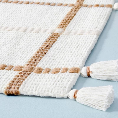 Bold Cross Stripes Tassel Rug Cream/Tan - Hearth & Hand™ With Magnolia 4 Bold Cross Stripes Tassel Rug Cream/Tan - Hearth & Hand™ With Magnolia - Image 2