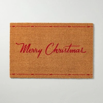 Merry Christmas Coir Doormat Tan/Red - Hearth & Hand™ With Magnolia 5 Merry Christmas Coir Doormat Tan/Red - Hearth & Hand™ With Magnolia - Image 4