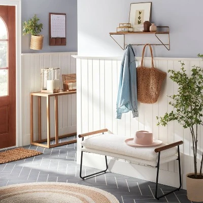 24" Wood & Brass Wall Shelf With Hooks - Hearth & Hand™ With Magnolia 2 24" Wood & Brass Wall Shelf With Hooks - Hearth & Hand™ With Magnolia