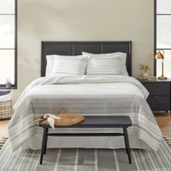 Alternating Pinstripe Duvet & Sham Set Gray/Cream - Hearth & Hand™ With Magnolia -Hearth & Hand With Magnolia GUEST 40f44a97 3e84 4de5 8627 270194ca37dc