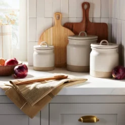 Dry Goods Stoneware Crock Canister Warm Gray/Clay - Hearth & Hand⢠With Magnolia