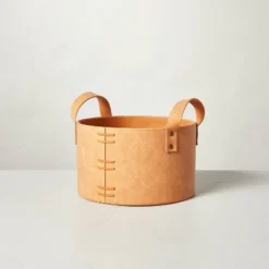 Faux Leather Storage Bin Camel Brown - Hearth & Hand™ With Magnolia -Hearth & Hand With Magnolia GUEST 44d96e68 729c 45be 9c1d 095880db7830