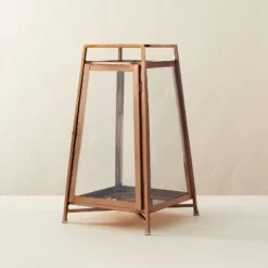 Raised Metal & Glass Pillar Candle Lantern Copper - Hearth & Hand™ With Magnolia -Hearth & Hand With Magnolia GUEST 490e8e09 35cf 4e94 b0b0 f71515cd4467