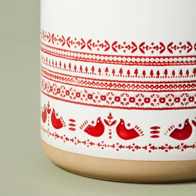 115oz Nordic Christmas Fair Isle Stoneware Cookie Jar Cream/Red - Hearth & Hand™ With Magnolia 5 115oz Nordic Christmas Fair Isle Stoneware Cookie Jar Cream/Red - Hearth & Hand™ With Magnolia - Image 3