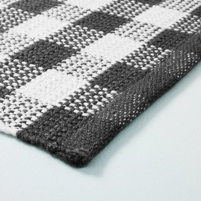 Textured Gingham Indoor/Outdoor Woven Area Rug Dark Gray/Cream - Hearth & Hand™ With Magnolia 4 Textured Gingham Indoor/Outdoor Woven Area Rug Dark Gray/Cream - Hearth & Hand™ With Magnolia - Image 2