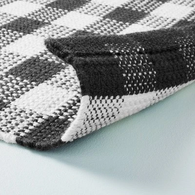 Textured Gingham Indoor/Outdoor Woven Area Rug Dark Gray/Cream - Hearth & Hand™ With Magnolia 5 Textured Gingham Indoor/Outdoor Woven Area Rug Dark Gray/Cream - Hearth & Hand™ With Magnolia - Image 3