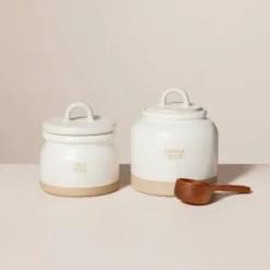 12oz Stoneware Crock Coffee Canister With Scoop Cream/Clay - Hearth & Hand™ With Magnolia -Hearth & Hand With Magnolia GUEST 65b7994c a1eb 4670 b20b ff3df4965168