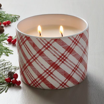 Plaid Ceramic Balsam & Berry Jar Christmas Candle Red 11oz - Hearth & Hand™ With Magnolia 3 Plaid Ceramic Balsam & Berry Jar Christmas Candle Red 11oz - Hearth & Hand™ With Magnolia
