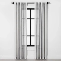 Vertical Stripe Curtain Sheer Gray/Cream - Hearth & Hand⢠With Magnolia