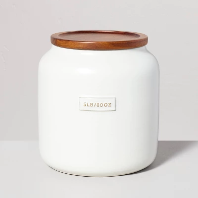 Dry Goods Stoneware Canister With Wood Lid Cream/Brown - Hearth & Hand™ With Magnolia 8 Dry Goods Stoneware Canister With Wood Lid Cream/Brown - Hearth & Hand™ With Magnolia - Image 6