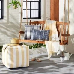 Textured Grid Lines Indoor/Outdoor Throw Pillow - Hearth & Hand⢠With Magnolia