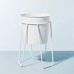 Powder-Coated Metal Planter White - Hearth & Hand™ With Magnolia -Hearth & Hand With Magnolia GUEST 735655e7 97fd 4c48 9b34 03a10412a7af