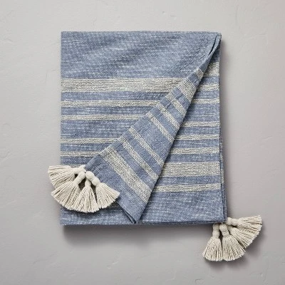 Heathered Stripe Tasseled Woven Throw Blanket - Hearth & Hand™ With Magnolia 5 Heathered Stripe Tasseled Woven Throw Blanket - Hearth & Hand™ With Magnolia - Image 3