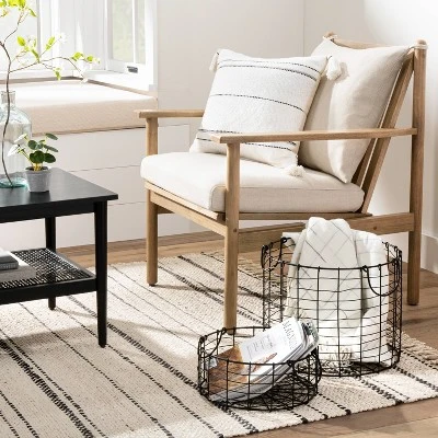 Round Wire Storage Basket With Handles Black - Hearth & Hand™ With Magnolia 3 Round Wire Storage Basket With Handles Black - Hearth & Hand™ With Magnolia