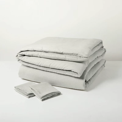Heathered Stripe Comforter & Sham Set Jet Gray/Sour Cream - Hearth & Hand™ With Magnolia 4 Heathered Stripe Comforter & Sham Set Jet Gray/Sour Cream - Hearth & Hand™ With Magnolia - Image 2