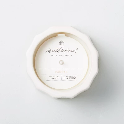 Wide Fluted Speckled Ceramic Pampas Jar Candle Tonal Cream 11oz - Hearth & Hand™ With Magnolia 4 Wide Fluted Speckled Ceramic Pampas Jar Candle Tonal Cream 11oz - Hearth & Hand™ With Magnolia - Image 2