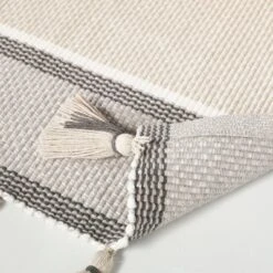 24"x60" Color Block Stripe Tassels Bath Rug Neutral Taupe - Hearth & Hand™ With Magnolia -Hearth & Hand With Magnolia GUEST 910979a7 4645 484a b851 9e3664ee4695