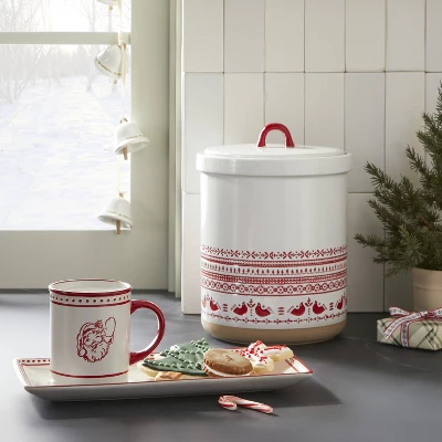 115oz Nordic Christmas Fair Isle Stoneware Cookie Jar Cream/Red - Hearth & Hand™ With Magnolia 3 115oz Nordic Christmas Fair Isle Stoneware Cookie Jar Cream/Red - Hearth & Hand™ With Magnolia