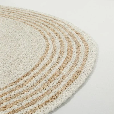 Round 6' Multi Stripe Braided Jute Area Rug Cream/Tan - Hearth & Hand™ With Magnolia 4 Round 6' Multi Stripe Braided Jute Area Rug Cream/Tan - Hearth & Hand™ With Magnolia - Image 2