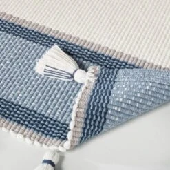 20" X 32" Color Block Stripe Tassels Bath Rug Faded Blue/White - Hearth & Hand™ With Magnolia 7 20" X 32" Color Block Stripe Tassels Bath Rug Faded Blue/White - Hearth & Hand™ With Magnolia -Hearth & Hand With Magnolia GUEST 965eb334 1e31 467e 9a9f 35ffecd97d72