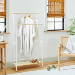 Two-Tier Metal & Wood Garment Rack Cream/Beige - Hearth & Hand™ With Magnolia
