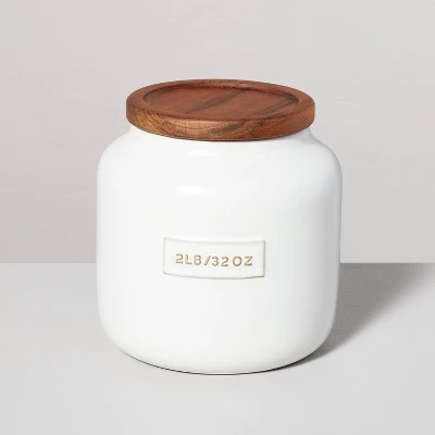 Dry Goods Stoneware Canister With Wood Lid Cream/Brown - Hearth & Hand™ With Magnolia 6 Dry Goods Stoneware Canister With Wood Lid Cream/Brown - Hearth & Hand™ With Magnolia - Image 4