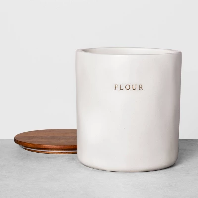 128oz Stoneware Flour Canister With Wood Lid Cream/Brown - Hearth & Hand™ With Magnolia 3 128oz Stoneware Flour Canister With Wood Lid Cream/Brown - Hearth & Hand™ With Magnolia