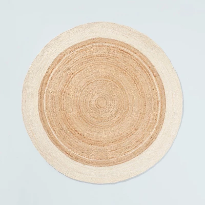 Bordered Color Block Braided Jute Area Rug Cream/Natural - Hearth & Hand™ With Magnolia 6 Bordered Color Block Braided Jute Area Rug Cream/Natural - Hearth & Hand™ With Magnolia - Image 4