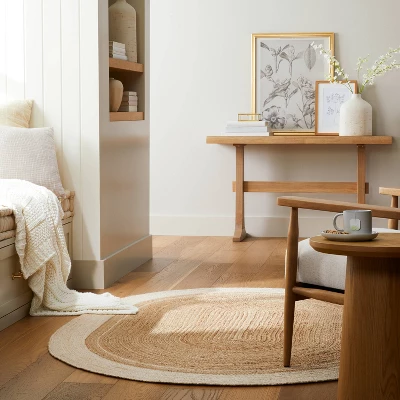 Bordered Color Block Braided Jute Area Rug Cream/Natural - Hearth & Hand™ With Magnolia 3 Bordered Color Block Braided Jute Area Rug Cream/Natural - Hearth & Hand™ With Magnolia