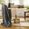 Chipped Stripe Woven Throw Blanket Dark Gray/Cream/Almond - Hearth & Hand™ With Magnolia -Hearth & Hand With Magnolia GUEST a47d5f8d 3155 4759 9130 296ca2564ab4