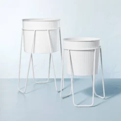 Powder-Coated Metal Planter White - Hearth & Hand™ With Magnolia -Hearth & Hand With Magnolia GUEST a76d978f dc8a 425b b1df a4a260c6b670