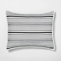 Textured Stripe Pillow Sham Dark Gray/Cream - Hearth & Hand™ With Magnolia -Hearth & Hand With Magnolia GUEST b0608181 3b6d 4688 8af4 76eb9e213a88