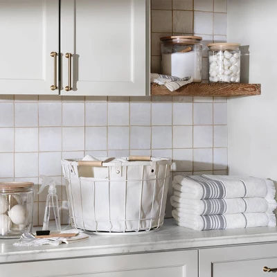 Wire & Fabric Laundry Hamper Sour Cream - Hearth & Hand™ With Magnolia 6 Wire & Fabric Laundry Hamper Sour Cream - Hearth & Hand™ With Magnolia - Image 4