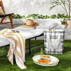 Soft-Sided 20can/19qt Plaid Backpack Cooler - Black/Gray/White - Hearth & Hand⢠With Magnolia