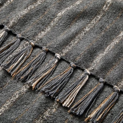 Chipped Stripe Woven Throw Blanket Dark Gray/Cream/Almond - Hearth & Hand™ With Magnolia 4 Chipped Stripe Woven Throw Blanket Dark Gray/Cream/Almond - Hearth & Hand™ With Magnolia - Image 2