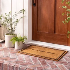 Welcome Home Coir Doormat Tan/Black - Hearth & Hand⢠With Magnolia